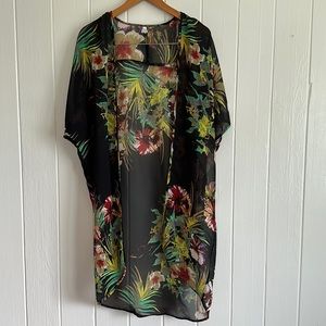 Live 4 Truth Sheer Black and Floral Print Coverup Size Medium Made in India